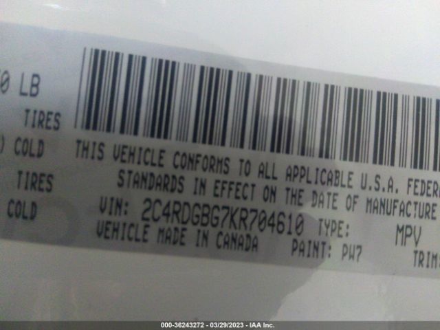 2C4RDGBG7KR704610 Dodge Grand Caravan Se
