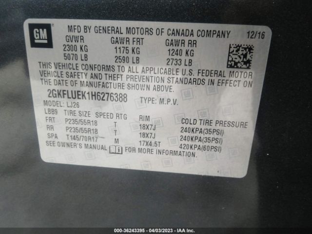 2GKFLUEK1H6276388 GMC Terrain Slt