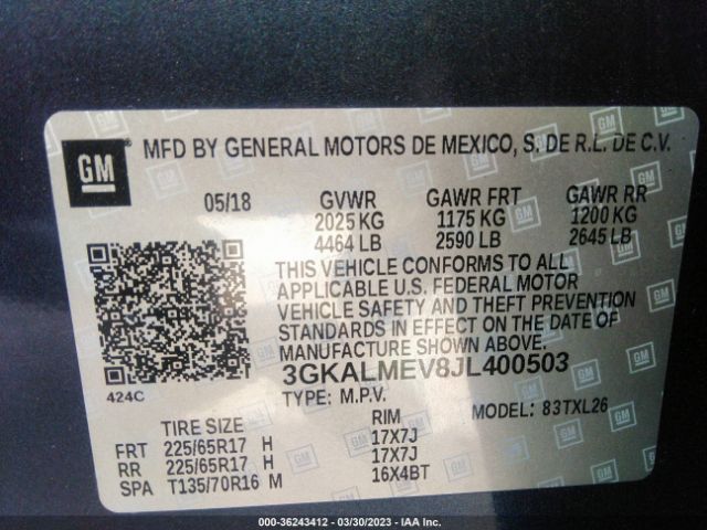 3GKALMEV8JL400503 GMC Terrain Sle