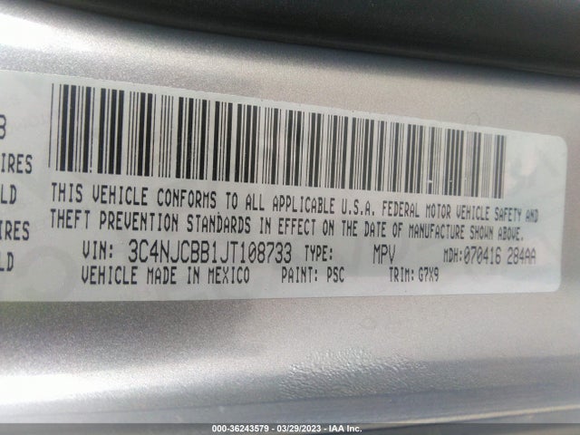 3C4NJCBB1JT108733 Jeep Compass Latitude