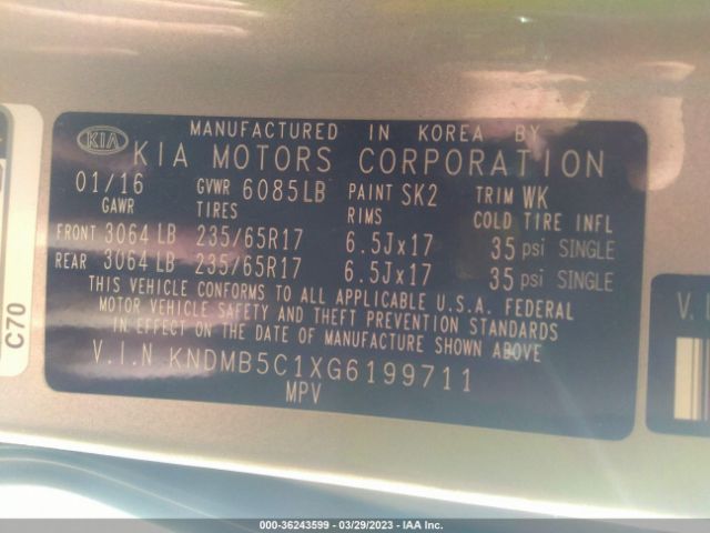 KNDMB5C1XG6199711 KIA SEDONA LX