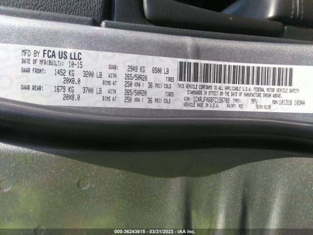 1C4RJFAG6FC156702 Jeep Grand Cherokee Altitude