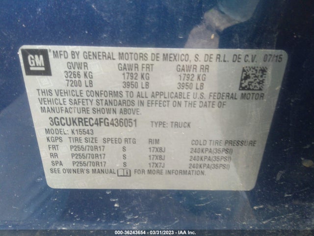 Chevrolet Silverado 1500 Lt 2015 3GCUKREC4FG436051 Image 10