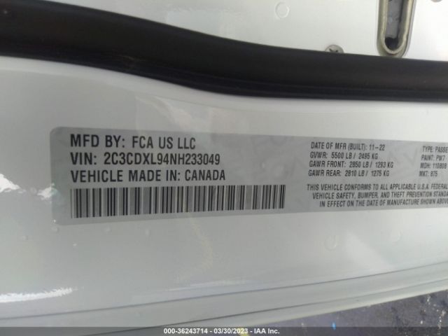 2C3CDXL94NH233049 Dodge Charger Srt Hellcat Widebody