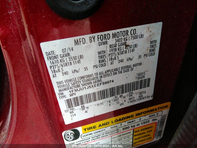 Ford Expedition King Ranch/xlt 2014 1FMJU1J5XEEF59974 Image 9