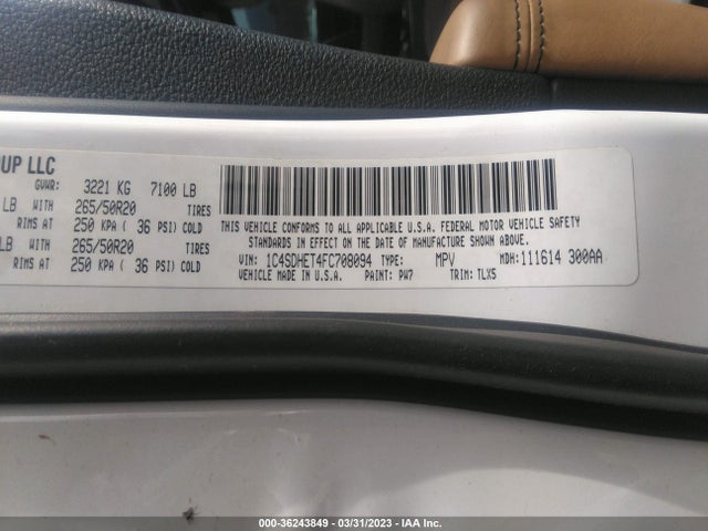 Dodge Durango Citadel 2015 1C4SDHET4FC708094 Image 9