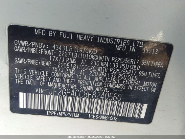JF2GPACC8E8240560 Subaru Xv Crosstrek Premium