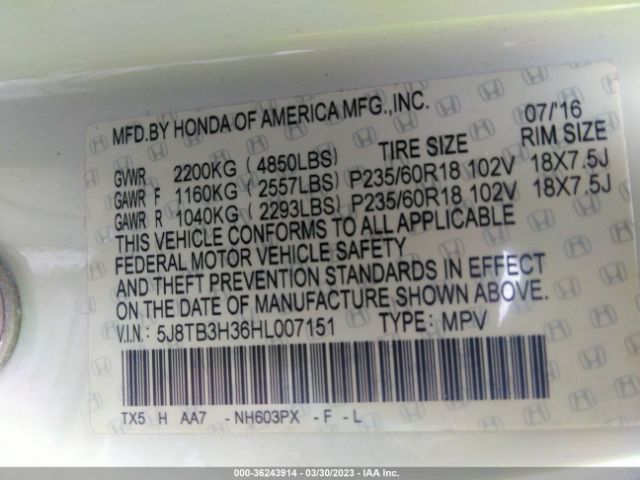 5J8TB3H36HL007151 Acura RDX