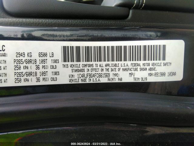 1C4RJFBG4FC661569 Jeep Grand Cherokee Limited
