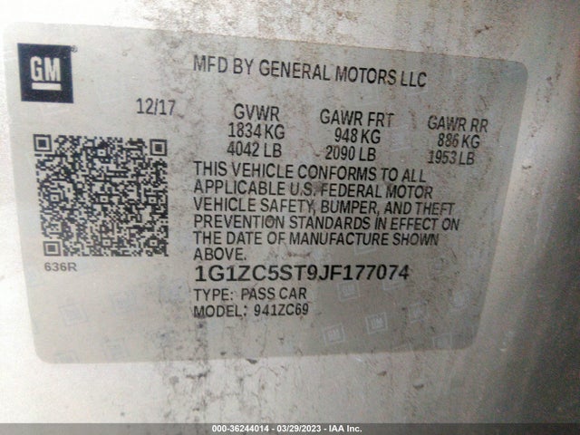 Chevrolet MALIBU LS 2018 1G1ZC5ST9JF177074 Image 10