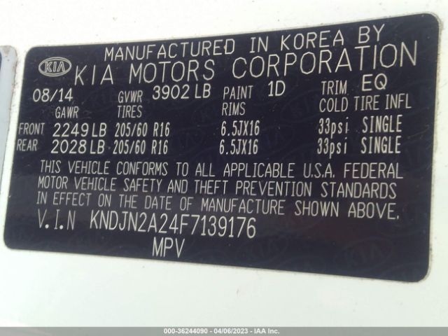 KNDJN2A24F7139176 KIA Soul Base