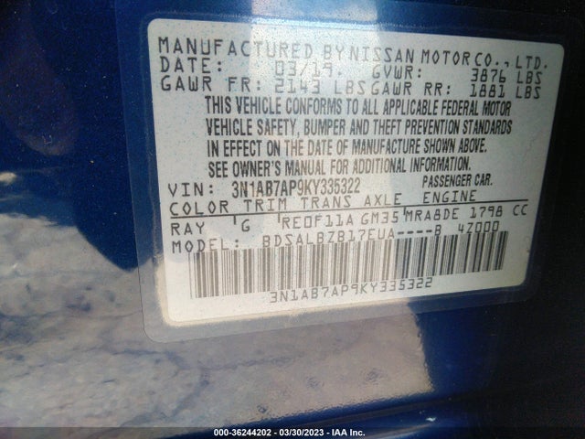 Nissan SENTRA S 2019 3N1AB7AP9KY335322 Image 10