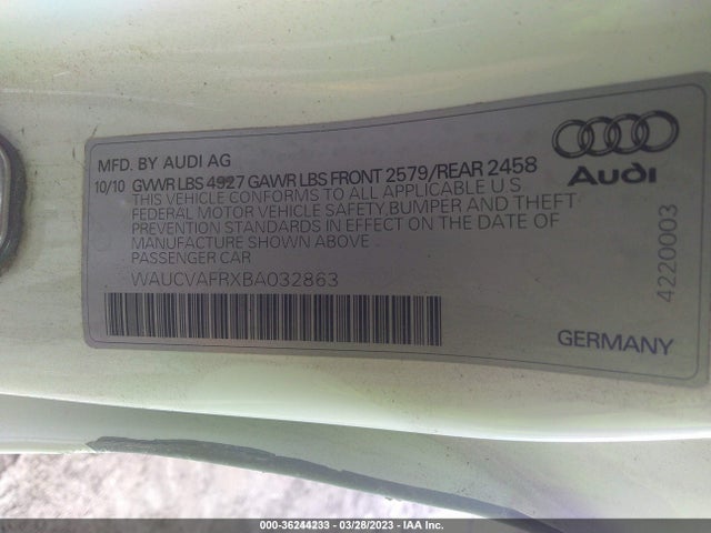 WAUCVAFRXBA032863 Audi S5 Premium Plus