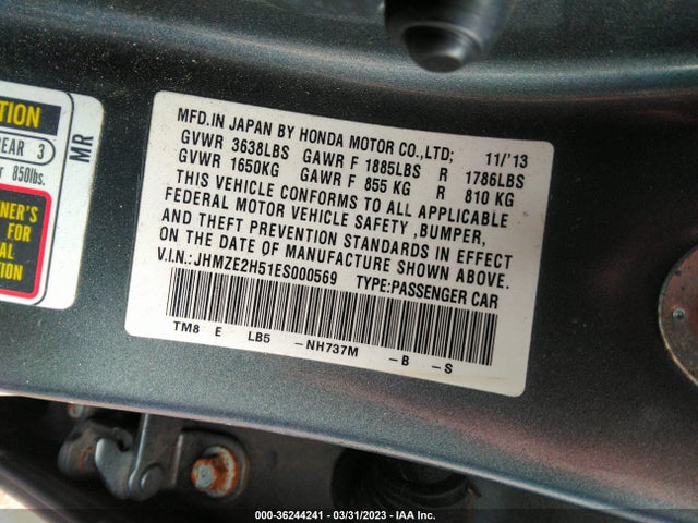 Honda Insight Lx 2014 JHMZE2H51ES000569 Image 9