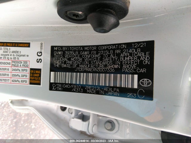 Toyota COROLLA LE 2022 JTDEPMAEXN3007336 Image 10