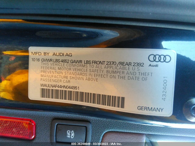 WAULNAF44HN044951 Audi A4 Premium Plus