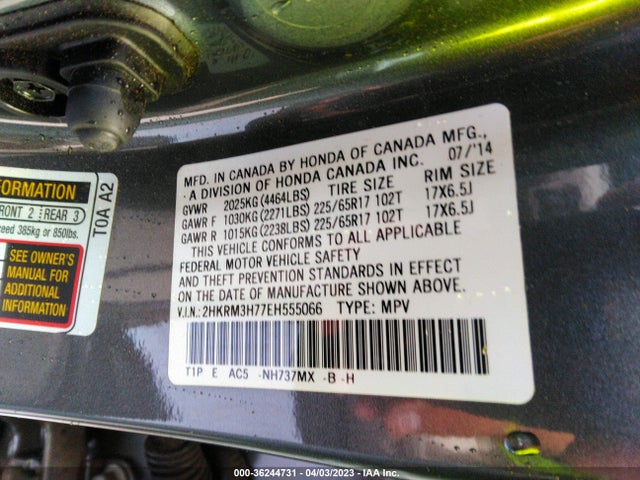 Honda Cr-v Ex-l 2014 2HKRM3H77EH555066 Image 10