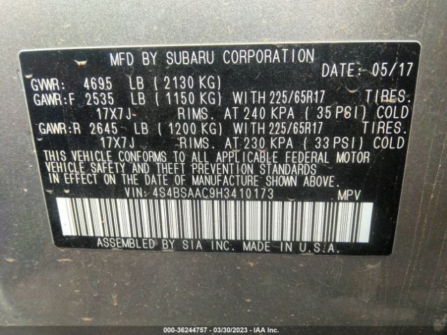 4S4BSAAC9H3410173 Subaru OUTBACK