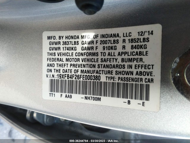 Honda CIVIC HYBRID 2015 19XFB4F26FE000380 Image 10