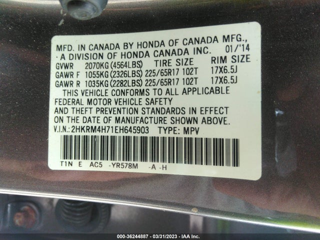 Honda Cr-v Ex-l 2014 2HKRM4H71EH645903 Image 9