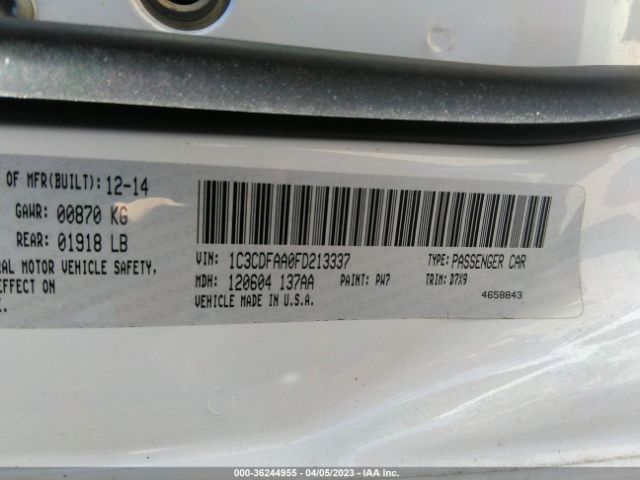 1C3CDFAA0FD213337 Dodge DART SE