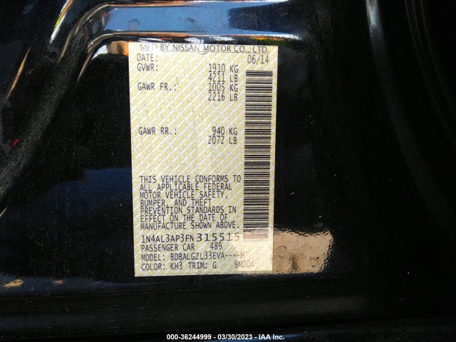 Nissan Altima 2.5 S 2015 1N4AL3AP3FN315515 Image 9