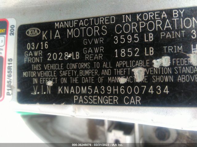 KNADM5A39H6007434 KIA Rio 5-door Lx