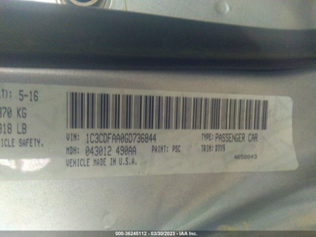 1C3CDFAA0GD736844 Dodge DART SE