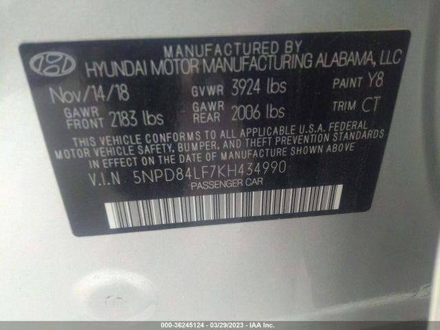 Hyundai ELANTRA SEL 2019 5NPD84LF7KH434990 Image 9