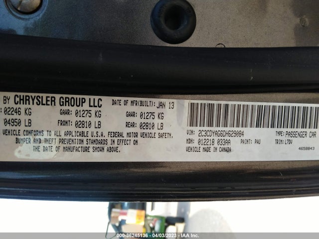 2013 DODGE CHALLENGER SXT VIN: 2C3CDYAG6DH629084