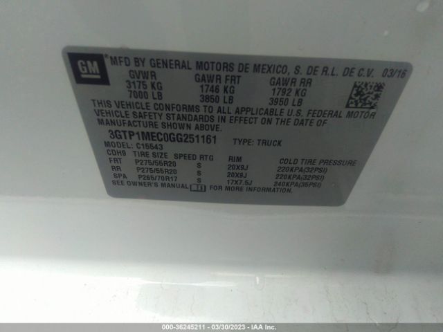 3GTP1MEC0GG251161 GMC Sierra 1500 Sle