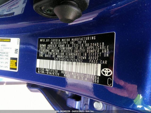 5YFS4RCE4LP029262 Toyota Corolla Se/nightshade