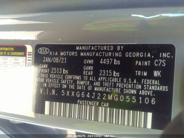 5XXG64J22MG055106 KIA K5 Gt-line