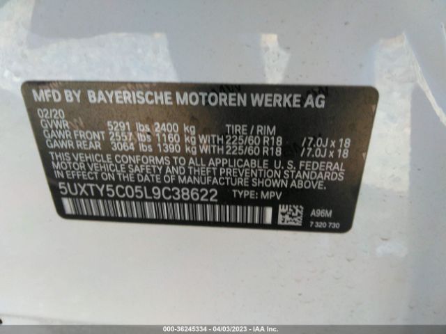 5UXTY5C05L9C38622 BMW X3 Xdrive30i