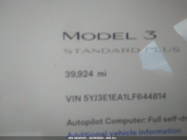 Tesla Model 3 Standard Range 2020 5YJ3E1EA1LF644814 Image 8
