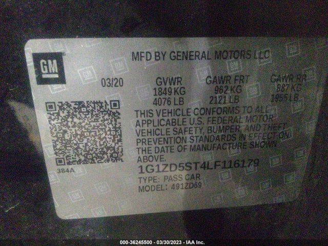 Chevrolet MALIBU LT 2020 1G1ZD5ST4LF116179 Image 9
