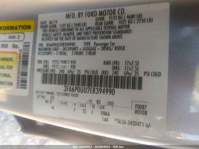 Ford Fusion S Hybrid 2014 3FA6P0UU2ER394990 Image 9