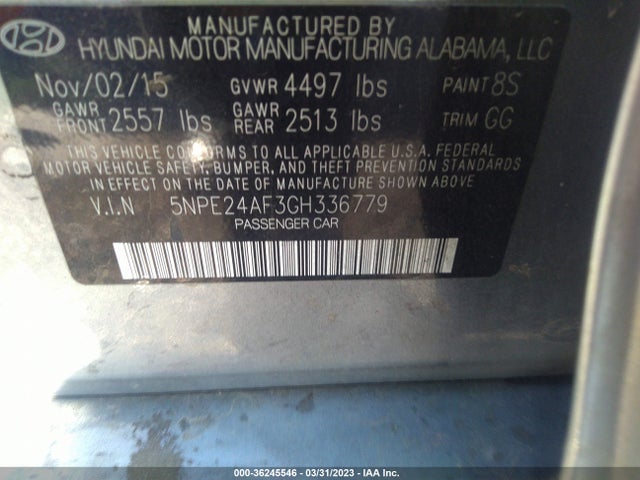 Hyundai Sonata 2.4l Se 2016 5NPE24AF3GH336779 Image 10