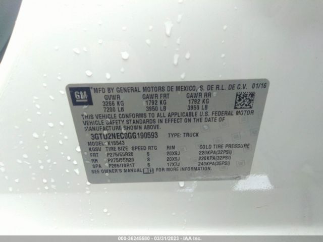 3GTU2NEC0GG190593 GMC Sierra 1500 Slt