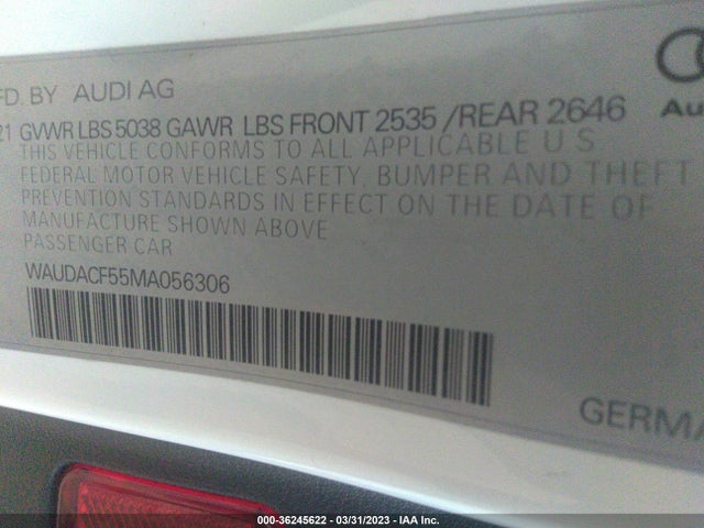 2021 Audi A5, VIN: WAUDACF55MA056306