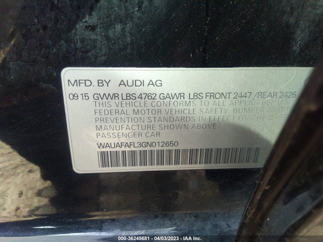 WAUAFAFL3GN012650 Audi A4 PREMIUM