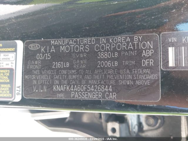 KNAFK4A60F5426844 KIA FORTE LX