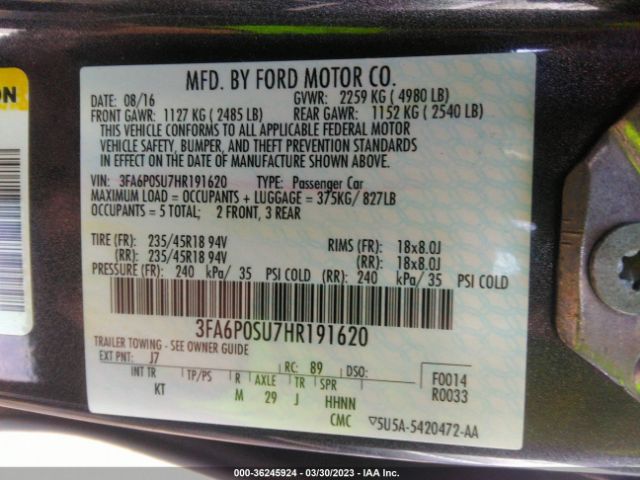 3FA6P0SU7HR191620 Ford Fusion Energi Titanium/platinum