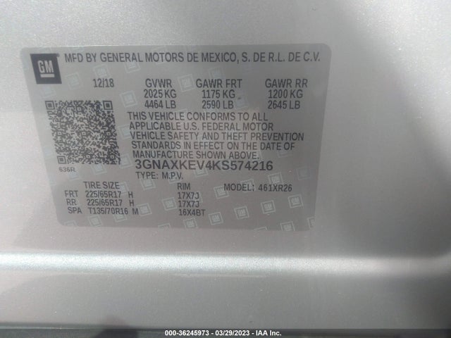 Chevrolet EQUINOX LT 2019 3GNAXKEV4KS574216 Image 10