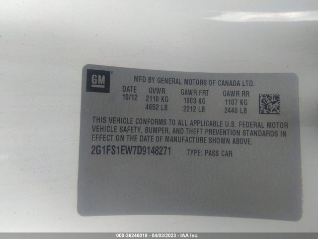 2013 CHEVROLET CAMARO SS VIN: 2G1FS1EW7D9148271