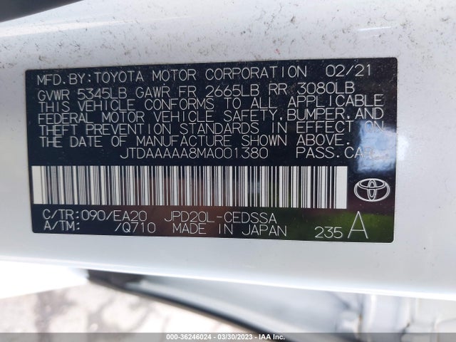 2021 Toyota Mirai, VIN: JTDAAAAA8MA001380