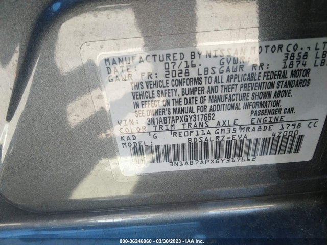 Nissan SENTRA SR 2016 3N1AB7APXGY317662 Image 10