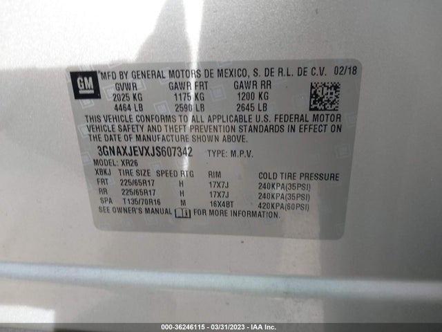Chevrolet EQUINOX LT 2018 3GNAXJEVXJS607342 Image 9