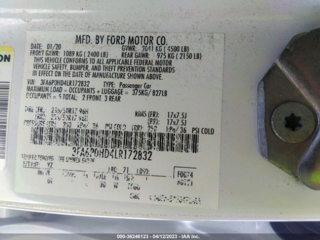 3FA6P0HD4LR172832 Ford FUSION SE