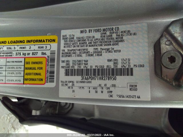 3FA6P0H71HR278950 Ford FUSION SE